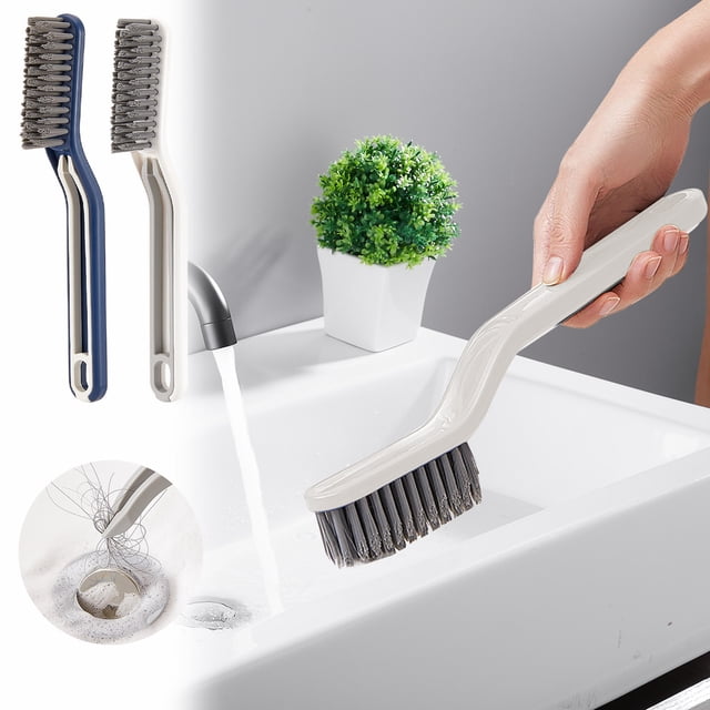 Popular Picks,Bathroom Cleaning Brush, Two-in-One Small Clip Brush for Window Cleaning, Kitchen Multi-Function Brush, Hair Removal Brush for Bathroom, Compact Cleaning Tool, | Plastic, B-193