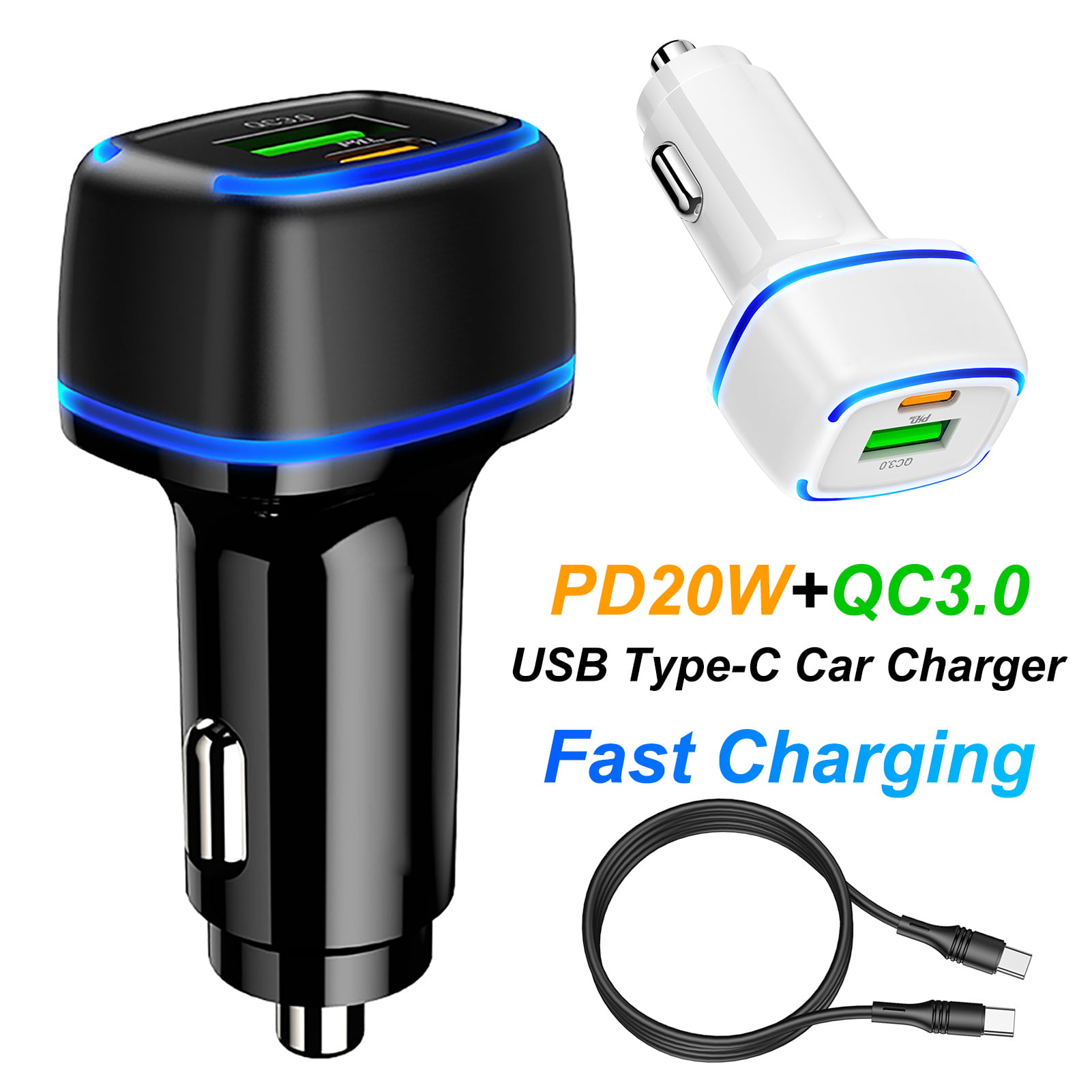 Fast Charge Dual USB Car Chargers Great Stocking Stuffer White 
