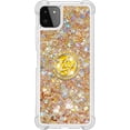 thumbnail image 2 of case for Samsung Galaxy A22 5G Case (Not 4G),Creativity Clear Quicksand Glitter Flowing Liquid Floating Soft TPU Case w/Stand Bling Diamond Sparkle Phone Cover for Samsung Galaxy A22 5G  Golden, 2 of 14