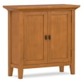 thumbnail image 2 of Simpli Home Redmond 32 inch Wide Solid Wood Transitional Low Storage Cabinet in Light Golden Brown, 2 of 12