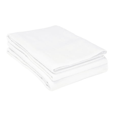 Superior Solid Flannel Cotton Pillowcase Set, King, White