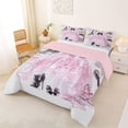 thumbnail image 2 of Castle Fairy Elegant Parisian Tulle Gown Queen Comforter Set 3 Pieces,Chic Black Bow High Heel Comforter Sets Queen,Pink Black White,Pink Reversible,1 Comforter and 2 Pillowcases, 2 of 6