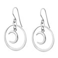 thumbnail image 3 of Symmetry Crescent Moon Round Hoop Sterling Silver Dangle Earrings, 3 of 6
