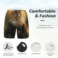 thumbnail image 3 of Yiaed Lakeside Flower Field Cat Print Mens Swim Trunks Bathing Suit Compression Liner Beach Swim Shorts Swimwear Quick Dry Zipper Pocket No-Chafing Board Short-Medium, 3 of 6