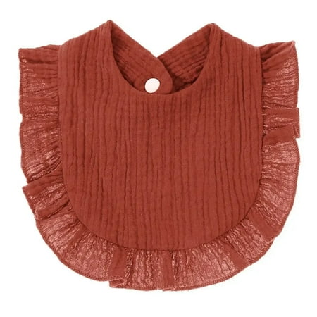 Baby Boy Girls Burp Cloths Lace Bibs Soft Cotton Adjustable Bib Newborn Stuff Toddler Burp Cloths Kids Feeding Saliva Towel Brick red