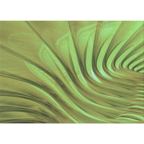 Ahgly Company Machine Washable Indoor Rectangle Transitional YellowGreen Area Rugs, 7' x 9'