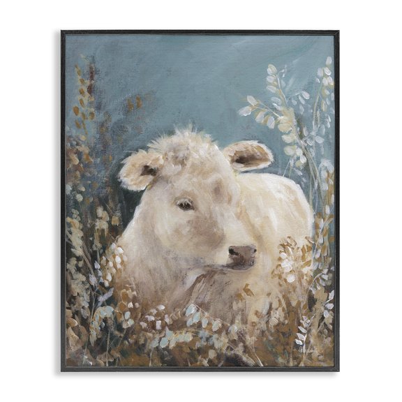 Stupell Industries Cottage Soft Cattle Amongst Florals Black Framed Giclee Art, 11 x 14, by Amanda Hilburn