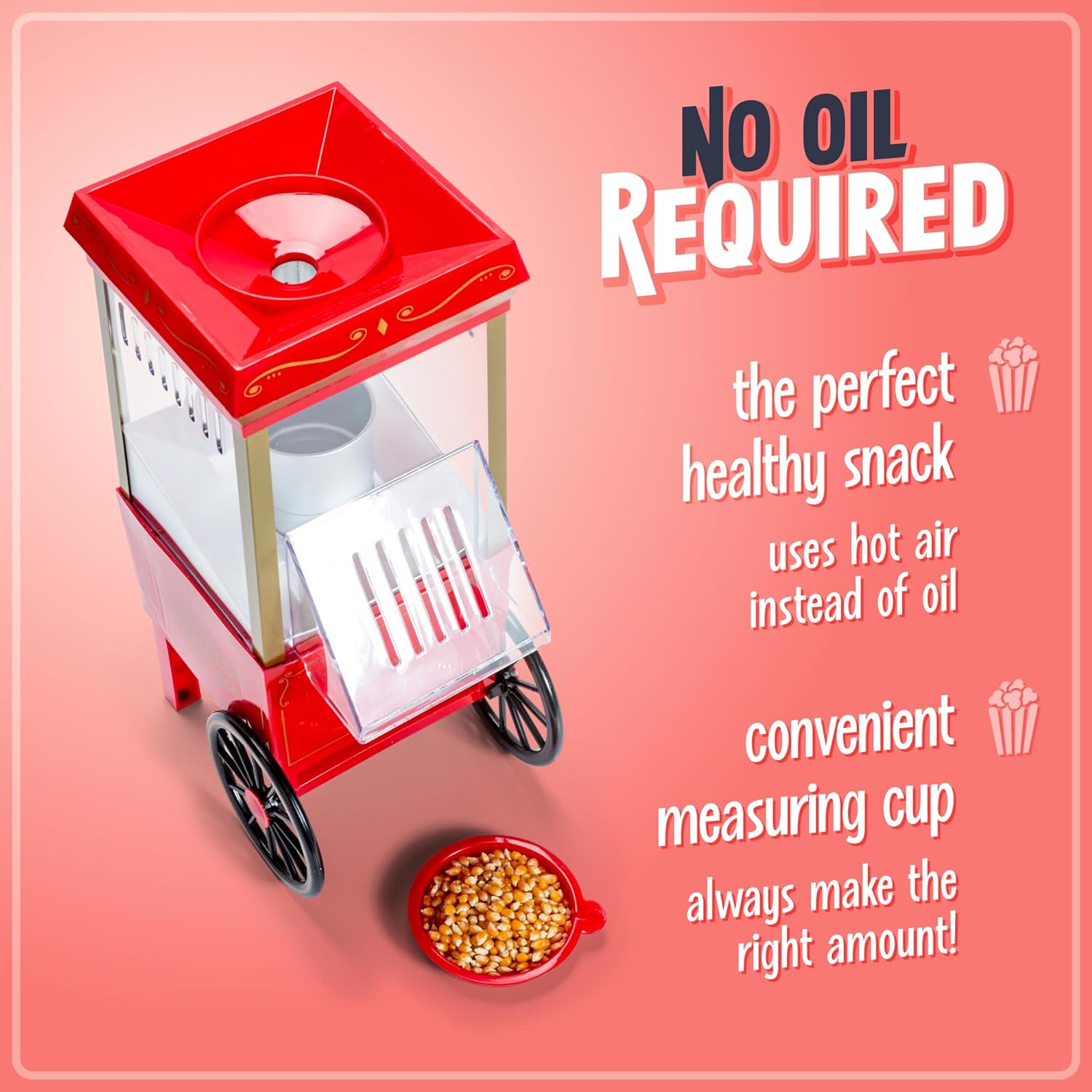 Nostalgia Popcorn Maker Vintage Movie Theater Style Popcorn Machine, Red
