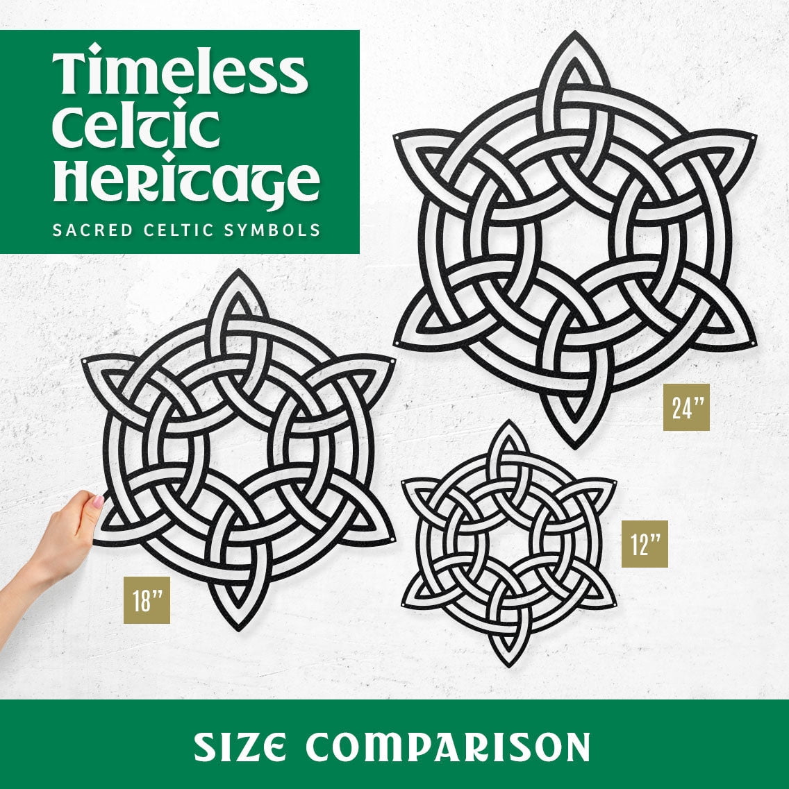 RealSteel Celtic Knot Symbols Metal Wall Art – Quad Celtic Knot | Made in USA (Black-12")