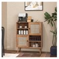 thumbnail image 2 of Farmhouse Style Buffet Cabinet, Wood Sideboard Storage Cabinet with 2 Rattan Doors & 4 Cubes, Coffee Bar Cabinet, 31.5 x 11.5 x 38 Inches, 2 of 7