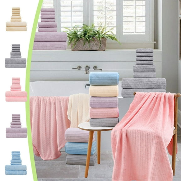 Xuniizn Bath Towel and Wash Cloths Set: 4xSquare Towels, 2 Bath Towels, 2xHand Towels, cotton, Highly Absorbent & Fade Resistant