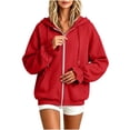 thumbnail image 5 of Brqkzdu Zip Up Hoodies for Women Long Sleeve Comfy Hooded Sweatshirt Fall Loose Fitting Oversized Sweatshirt with Pockets, 5 of 7