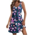 thumbnail image 2 of Njoeus Summer Dresses for Women 2024 Boho Floral Print Beach Cover Up Women Sleeveless Tank Mini Dress Casual Loose Sundress with Pockets, 2 of 6