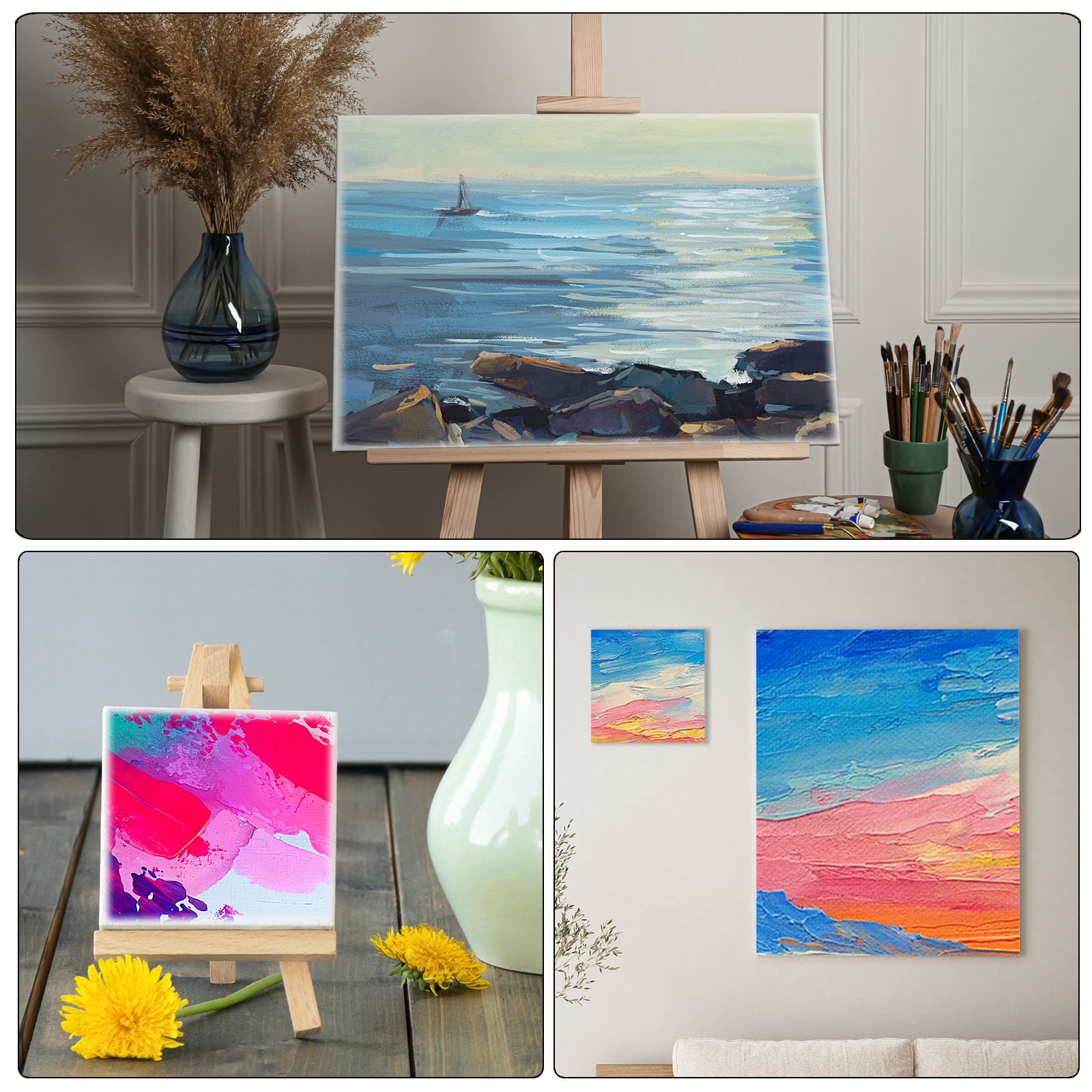 Unique Bargains 2.8"x2.8" Canvas Boards for Painting Cotton Wood Frame Square Canvas Panel