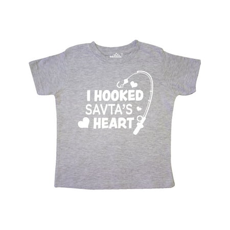 

Inktastic I Hooked Savta s Heart with Fishing Rod Gift Toddler Boy or Toddler Girl T-Shirt