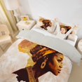 thumbnail image 3 of Castle Fairy Minimalist African Woman Profile Twin Duvet Cover,Elegant Africa Map Twin Bedding,Brown Beige,Grey Reversible,1 Duvet Cover and 1 Pillowcase, 3 of 6