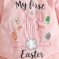 thumbnail image 6 of mgoYE Baby Girl Clothes 3Months Baby Girl Easter Outfit Ruffles Sleeve Bunny Carrot Printed Romper Short with Headband Summer Clothes(Red,12-18 Months), 6 of 9
