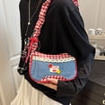thumbnail image 4 of Lovely Lattice Shoulder Bag Sweet Underarm Bags Bows Drawstring Strap Crossbody Bag Small Purses Handbags Toted Bags, 4 of 8