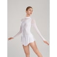 thumbnail image 2 of Alvivi Women's Figure Ice Skating Dress Shiny Rhinestone Ballet Dance Leotard Dress Long Sleeve Mesh Lyrical Dancewear Costume White M, 2 of 7
