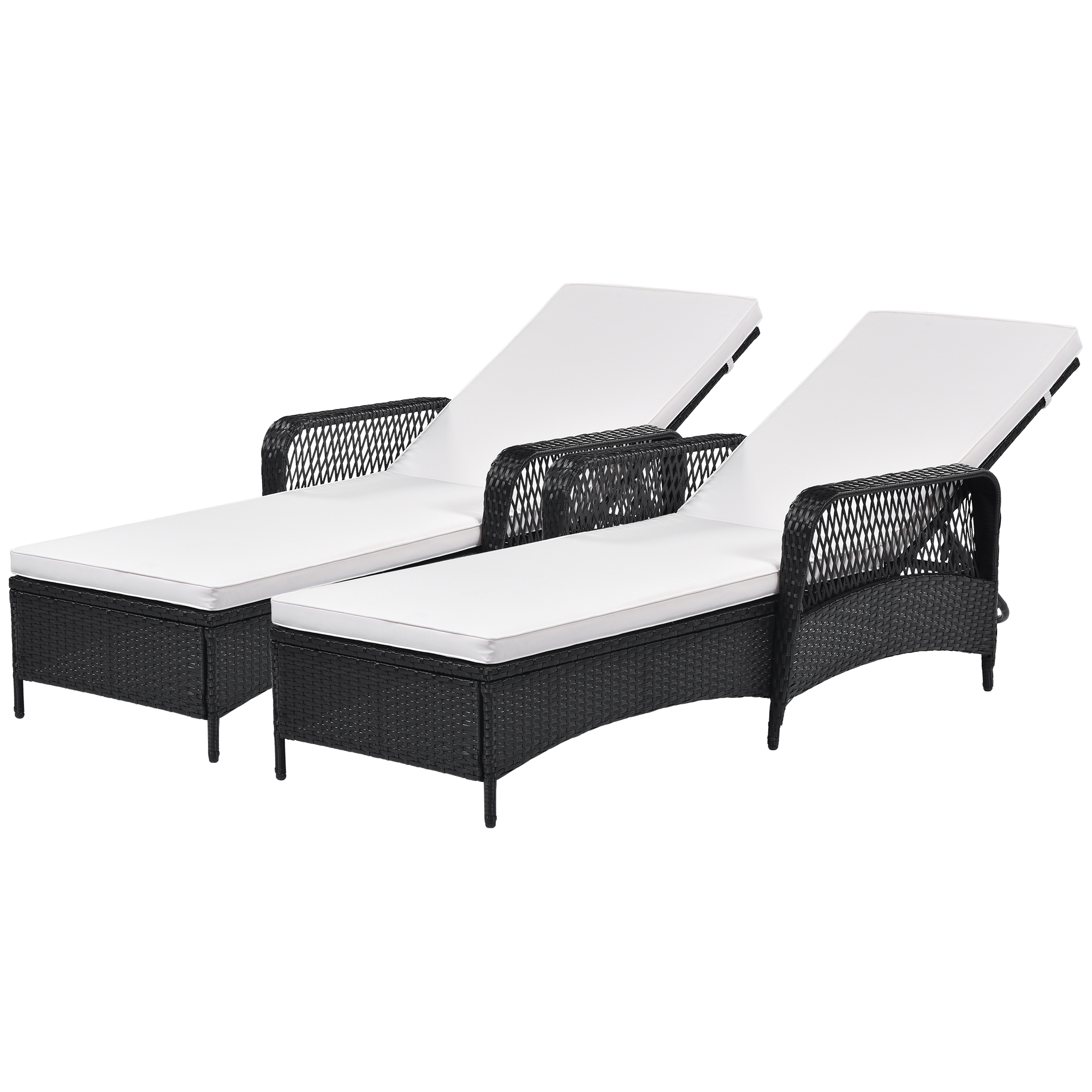 Canddidliike Adjustable Reclining Patio Chairs w/Armrest, Water Resistant Beige Cushions, 2-Pcs Set - image 3 of 10