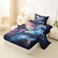thumbnail image 2 of Aikeke Colorful Animal Unicorn Twin Sheets 3pcs, Cosmic Galaxy Bedding, Blue Black Pink,1 Fitted Sheet, 1 Flat Sheet and 1 Pillowcase, 2 of 5
