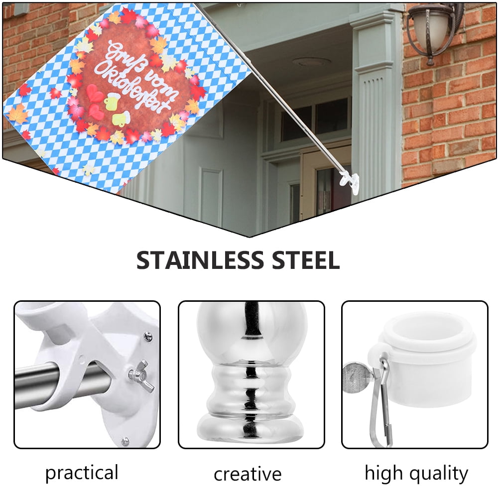 unbranded 1 Set of 1.8 Flag Pole Set Stainless Steel Flagpoles Flag Poles With Buckles