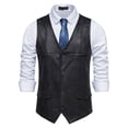 thumbnail image 4 of Baqcunre Tank Tops Men European And American V Neck Suede Single Breasted Coat Mens Casual Vest Mens Vest Sleeveless Tshirts For Men Tops For Men Black L, 4 of 5