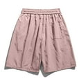 thumbnail image 3 of Men's Summer Solid Color Ice Silk Shorts Elastic Waist Shorts with Drawstring Workout Gym Wide Leg Shorts, 3 of 7