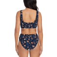 thumbnail image 3 of Daiia Autumn Leaves With Blue Women's Bikini Set Two Piece Swimsuit High Waisted Bikini Adjustable Straps Bikini Perfect for Beach, Pool, and Summer Vacation-Small, 3 of 9