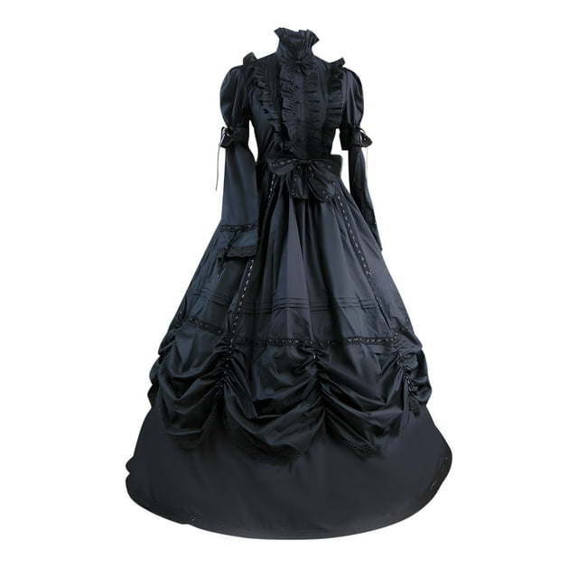Robes de Mariée Grande Taille pour Mariée Robe Médiévale Renaissance pour Femme Costume d'Halloween Costumes Robe Maxi Grande Taille P-289 Noir m