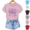 thumbnail image 7 of Short Sleeve Summer T-Shirts for Women Stars Hearts Printed Tops July 4th Outfits Casual Crew Neck Base Tees (3XL, Black 01), 7 of 7
