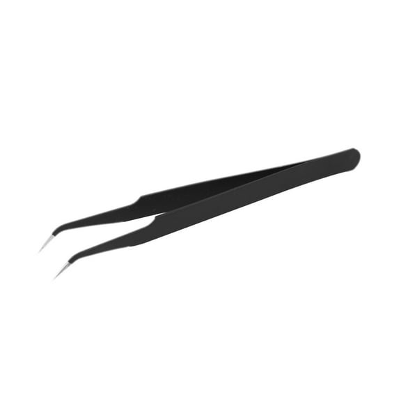 122mm Length Anti-Magnetic Pointed Tip Bent Curved Tweezer Manual Tool Black