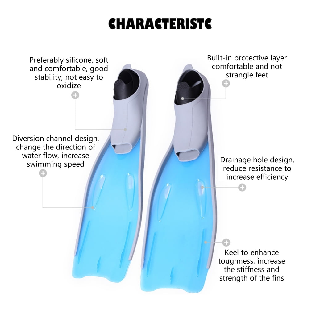 Jesscasday Scubas Diving Gear Full Foot Long Fins Snorkeling Swimming Diving Floating Fins