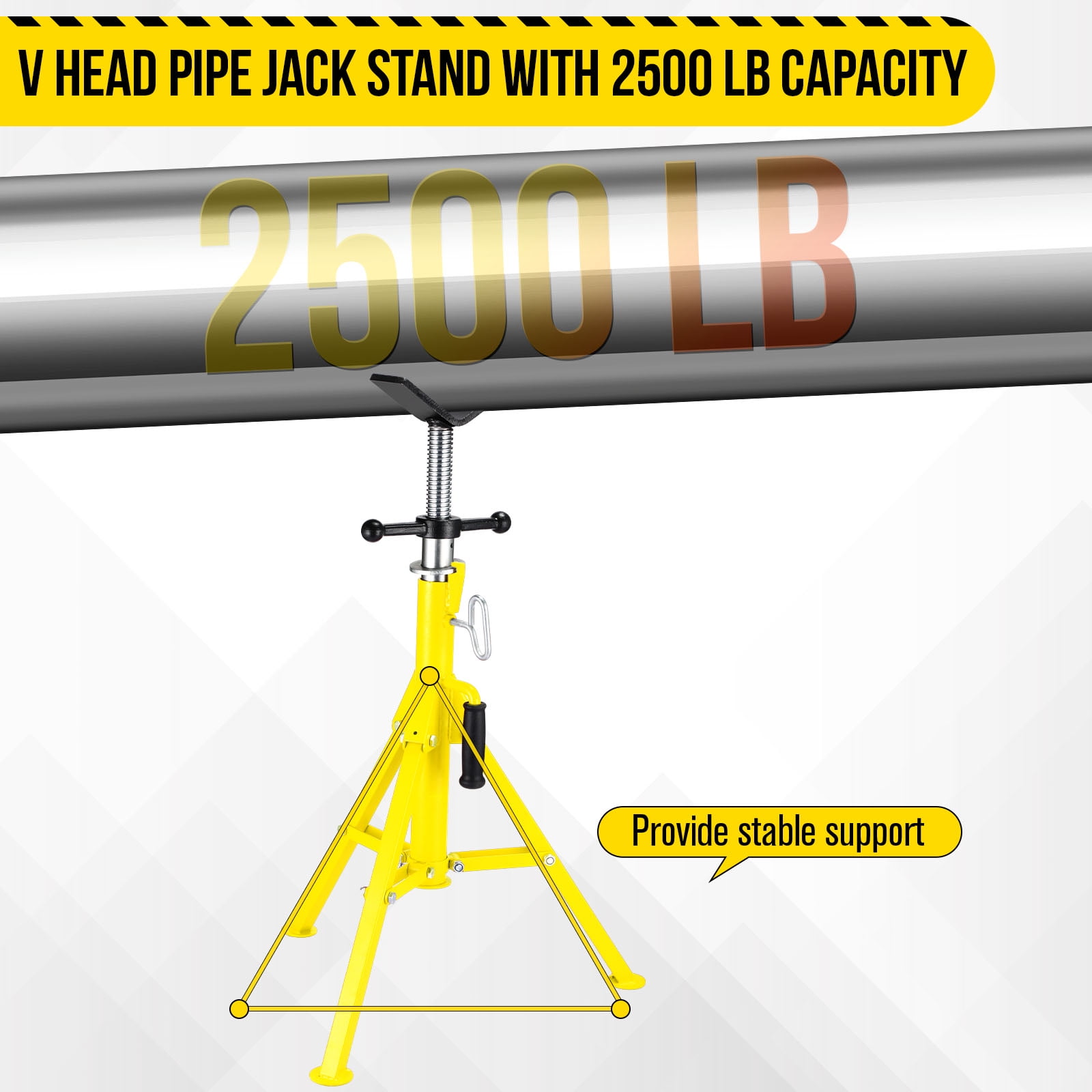 COZONY V-Head Pipe Jack Stand, 2500LB Adjustable 28"-52" Height w/ Folding Portable Pipe Stand for Welding