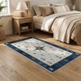 thumbnail image 2 of ODIKA 5'x7' Washable Area Rug Beachy Ocean Vintage Compass Nautical Motifs Border Themed Bathroom for Small Living Room, Bedroom, Easy Care, Non-Shedding, Pet Friendly, 2 of 7