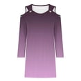 thumbnail image 4 of COSFO V-Neck Dresses for Women Gradient Long Sleeve Purple Casual Mini Dress A-Line Dress, 4 of 5