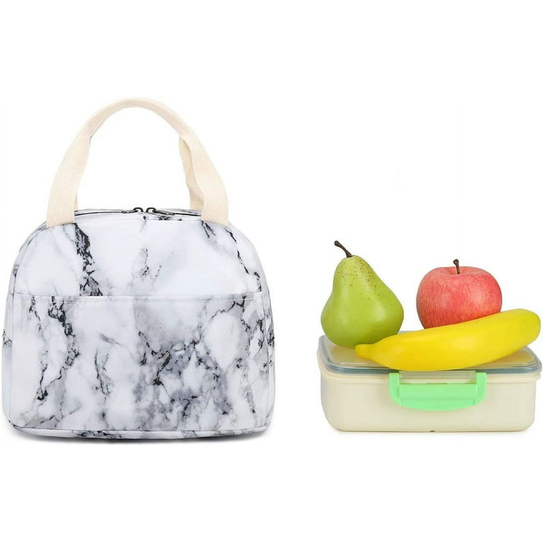 Waterproof Large Capacity Fashion School Backpack Kids Teen Girls Bookbag  Set with Lunch Box Pencil Case Travel Laptop Backpack(Marble) 