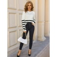 thumbnail image 4 of Womens Fall Fashion Long Sleeve Color Block Oversized Sweater Trendy Casual Crew Neck Knitted Pullover White XL, 4 of 9