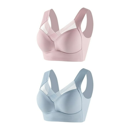 POIUYTR 2Pack Push up Bra T-Shirt Bras for Women Plus Size Wireless Plunge Bra Comfort Lift up Bra