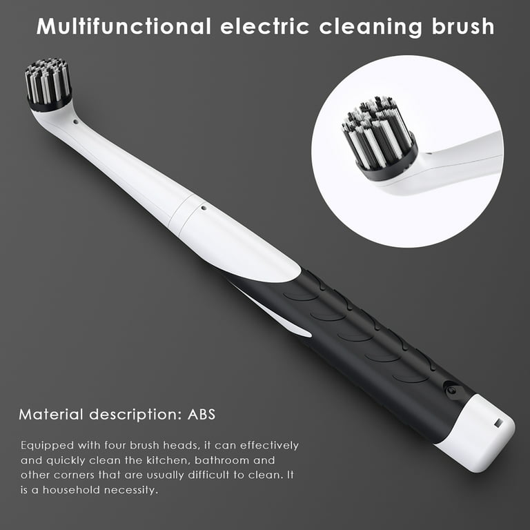 4 in 1 Sonic Scrubber Electric Cleaning Brush Household Toilet Cleaner Brush  with 4 Brush Heads for Household Grout, Floor, Tub, Shower, Tile, Bathroom  and Kitchen Surface 