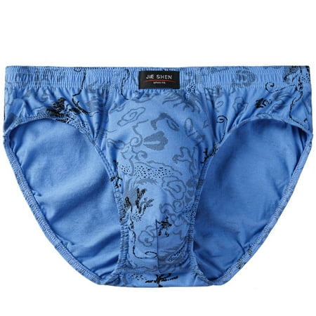 

HEVIRGO Men Briefs Fashion Print Stretchy Elastic Waist U Convex Plus Size Large Spacious Panties for Home