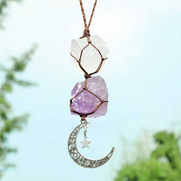Natural Amethyst Crystal Stone Car Pendant Star Pendant Color Weave Energy