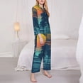 thumbnail image 4 of Kll Palm Trees Print Women'S Long Sleeve Pajamas With Pants Sleepwear Loungewear 2 Set-X-Large, 4 of 9