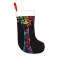 thumbnail image 2 of Daiia Neon Psychedelic Giraffe Print Christmas Stocking，18"Large Knitted Xmas Stocking for Kids, Family Stocking for Fireplace Christmas Holiday Party Decoration, 2 of 7