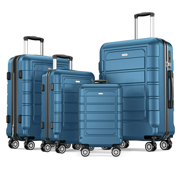 Set de equipaje SHOWKOO expandible de policarbonato y ABS con cierre TSA, 4 piezas, azul marino