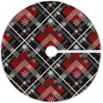 thumbnail image 1 of FMSHPON New Year Tartan Christmas Snowflake Texture Xmas Christmas Tree Skirt Stand Mat for Holiday Party Decoration Indoor Outdoor 48 inches, 1 of 5