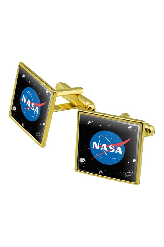 NASA Official Meatball Logo Square Cufflink Set - Silver or Gold