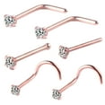thumbnail image 4 of HEVIRGO 6pcs / Set Zircone Cubique L-Bar Tige Courbe Nez Goujon Piercing Bijoux Décor, Or, 4 of 5
