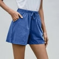 thumbnail image 4 of Cmfcve Women's Shorts Plus Size Elastic Waist Thin Gym Shorts Drawstring Pockets Linen Shorts, 4 of 7