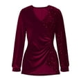 thumbnail image 3 of Uootdi Plus Size Sequin Tops for Women Sparkly Glitter Bow Crewneck Long Sleeve Shirts Evening Party Night Top Going Out Pullover Gift, 3 of 6